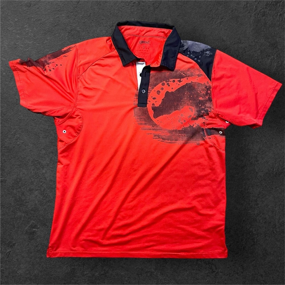 Mens Ecko Unlimited Unltd. Performance Sports Polo Red Black Logo‎ Size L​